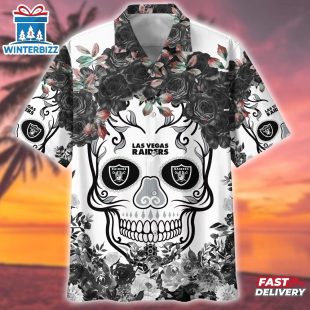 Las Vegas Raiders NFL Flower Skull Hawaiian Shirt For Fans