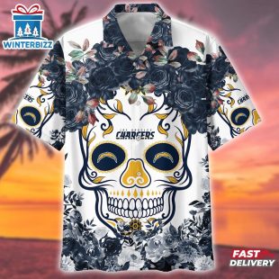 Los Angeles Chargers NFL Flower Skull Hawaiian Shirt For Fans