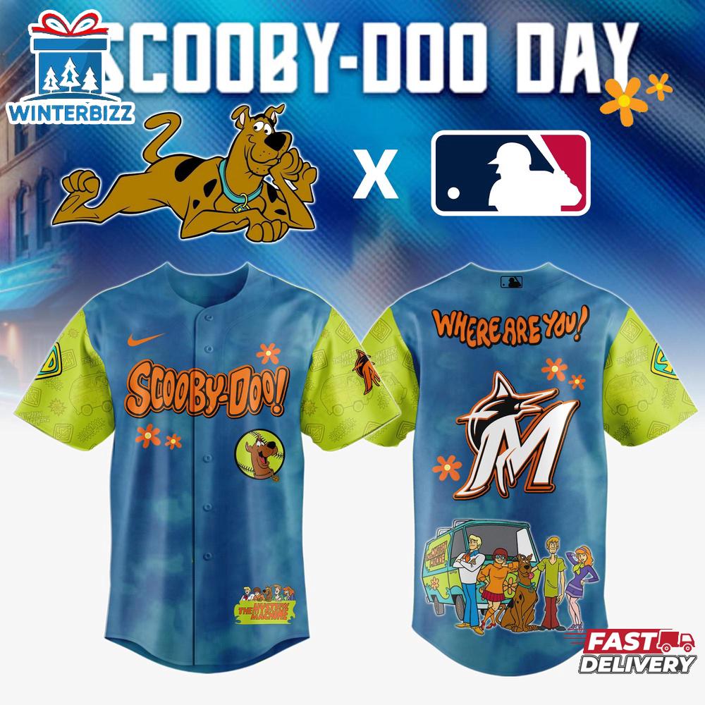 Miami Marlins MLB x Scooby Doo Cartoon Baseball Jersey Shirt Miami Marlins MLB x Scooby Doo Cartoon Baseball Jersey Shirt