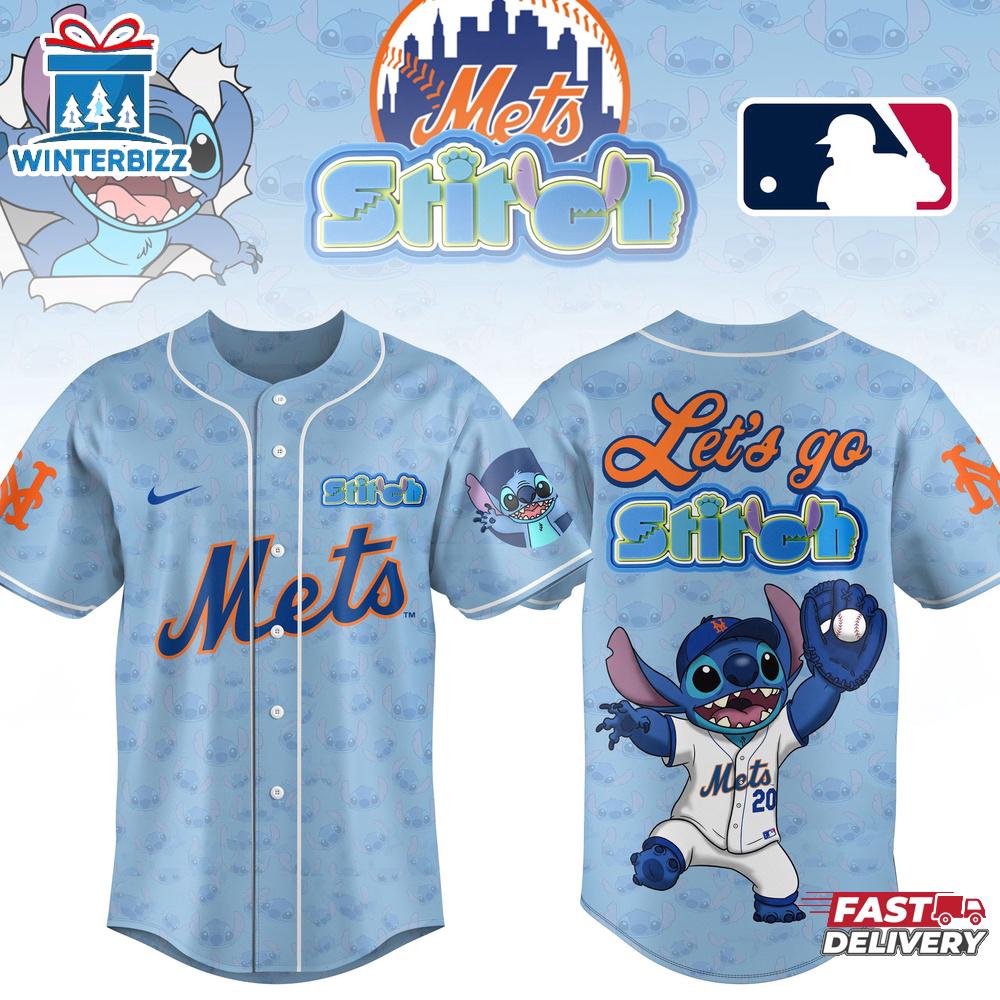 New York Mets MLB x Lilo & Stitch Baseball Jersey For Fan New York Mets MLB x Lilo & Stitch Baseball Jersey For Fan