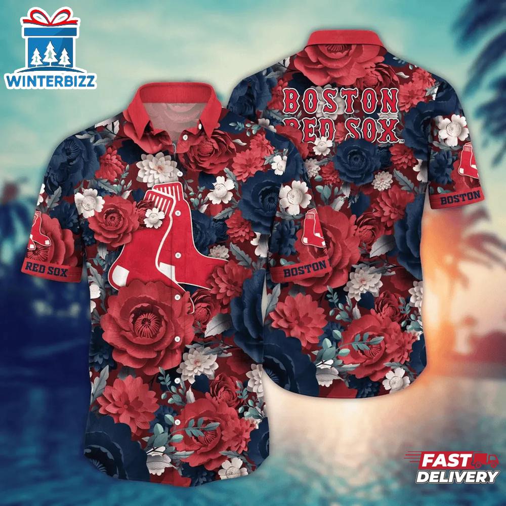 Boston Red Sox Garden Glory Summer Hawaiian Shirt Boston Red Sox Garden Glory Summer Hawaiian Shirt