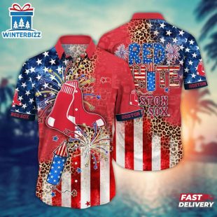 Boston Red Sox Leopard Stars & Stripes Celebration Summer Hawaiian Shirt