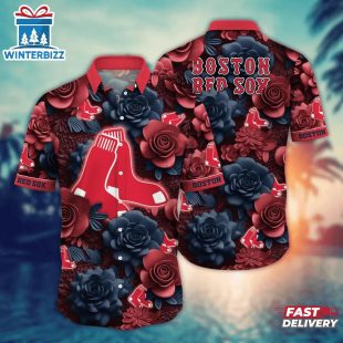 Boston Red Sox Midnight Rose Summer Hawaiian Shirt