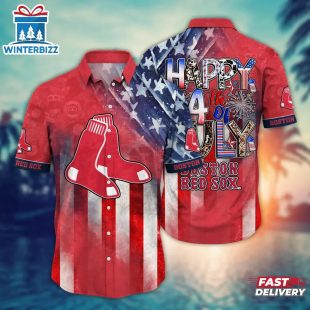 Boston Red Sox Patriotic 4th of July Tribute Summer Hawaiian Shirt