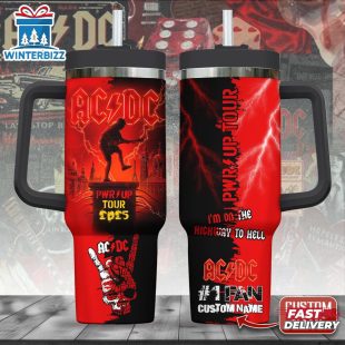 Custom Name ACDC Music Pattern Tumbler 40Oz Handle For Fans