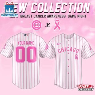 Custom Name And Number Chicago Cubs MLB X Breast Cancer Awareness Month Baseball Jersey For Fans