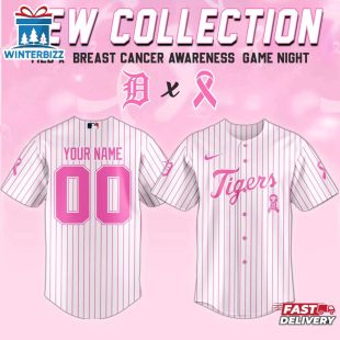 Custom Name And Number Detroit Tigers MLB X Breast Cancer Awareness Month Baseball Jersey For Fans