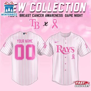 Custom Name And Number Tampa Bay Rays MLB X Breast Cancer Awareness Month Baseball Jersey For Fans