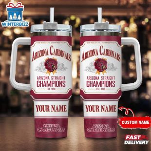 Custom Name Arizona Cardinals NFL Stainless Steel Tumbler 40Oz With Handle