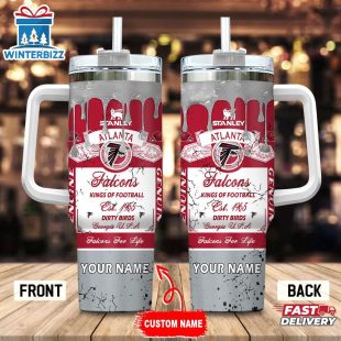 Custom Name Atlanta Falcons NFL Kings Of Football Stainless Steel Tumbler 40Oz With Handle
