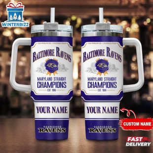 Custom Name Baltimore Ravens NFL Stainless Steel Tumbler 40Oz With Handle