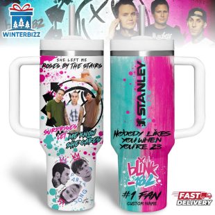 Custom Name Blink-182 Music Tumbler 40Oz Handle For Fans