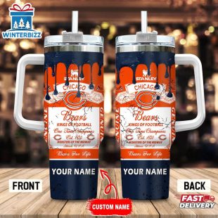 Custom Name Chicago Bears NFL Kings Of Football Stainless Steel Tumbler 40Oz With Handle