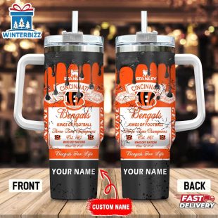 Custom Name Cincinnati Bengals NFL Kings Of Football Stainless Steel Tumbler 40Oz With Handle