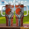 Custom Name Cleveland Browns Leopard Stainless Steel Tumbler 40Oz With Handle