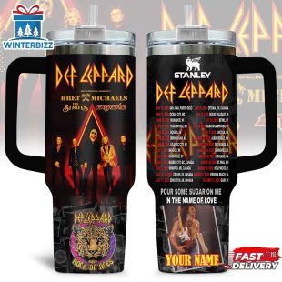 Custom Name Def Leppard Tumbler 40Oz Handle For Fans