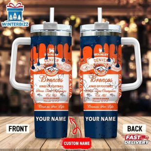 Custom Name Denver Broncos NFL Kings Of Football Stainless Steel Tumbler 40Oz With Handle