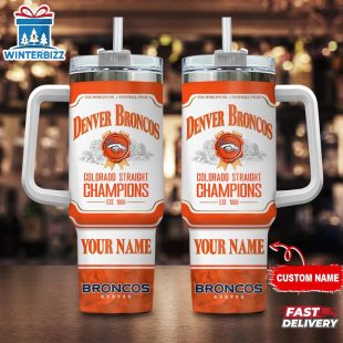 Custom Name Denver Broncos NFL Stainless Steel Tumbler 40Oz With Handle