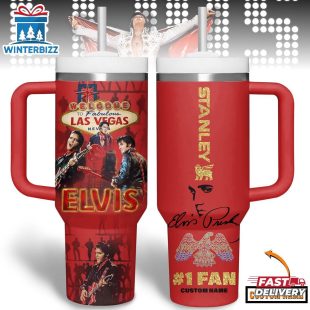 Custom Name Elvis Presley Music Tumbler 40Oz Handle For Fans