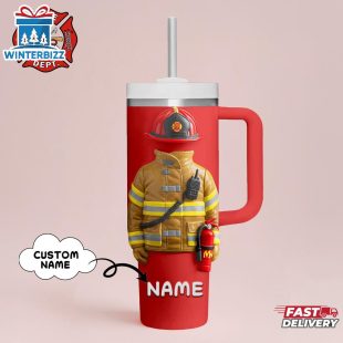 Custom Name Firefighter Job Tumbler 40Oz Handle For Fans