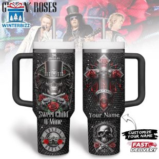 Custom Name Guns N’ Roses Music Tumbler 40Oz Handle For Fans