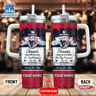 Custom Name Houston Texans NFL Kings Of Football Stainless Steel Tumbler 40Oz With Handle