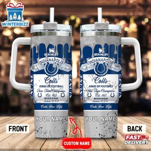 Custom Name Indianapolis Colts NFL Kings Of Football Stainless Steel Tumbler 40Oz With Handle