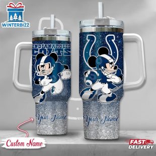 Custom Name Indianapolis Colts NFL Mickey Mouse Stainless Steel Tumbler 40Oz With Handle