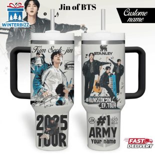Custom Name Jin BTS Music Tumbler 40Oz Handle For Fans