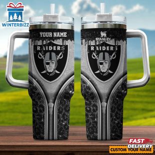 Custom Name Las Vegas Raiders Leopard Stainless Steel Tumbler 40Oz With Handle