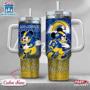 Custom Name Los Angeles Rams NFL Mickey Mouse Stainless Steel Tumbler 40Oz With Handle