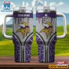 Custom Name Minnesota Vikings Leopard Stainless Steel Tumbler 40Oz With Handle