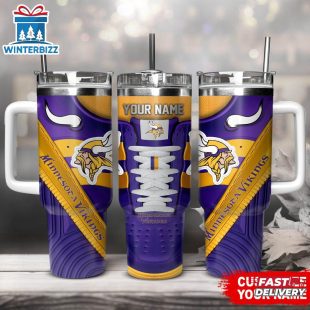 Custom Name Minnesota Vikings Sport Stainless Steel Tumbler 40Oz With Handle