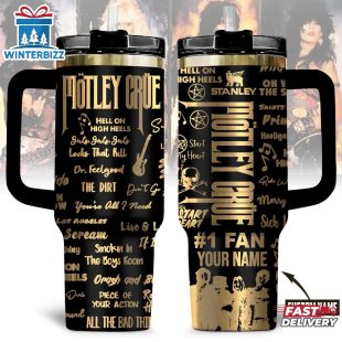 Custom Name M?tley Cr?e Music Pattern Tumbler 40Oz Handle For Fans