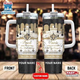 Custom Name New Orleans Saints NFL Kings Of Football Stainless Steel Tumbler 40Oz With Handle