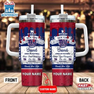 Custom Name New York Giants NFL Kings Of Football Stainless Steel Tumbler 40Oz With Handle