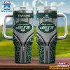 Custom Name New York Jets Leopard Stainless Steel Tumbler 40Oz With Handle