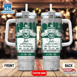Custom Name New York Jets NFL Kings Of Football Stainless Steel Tumbler 40Oz With Handle