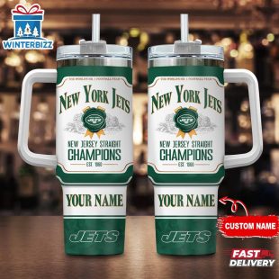 Custom Name New York Jets NFL Stainless Steel Tumbler 40Oz With Handle