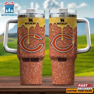 Custom Name NFL Chicago Bears Team Stainless Steel Tumbler 40Oz With Handle