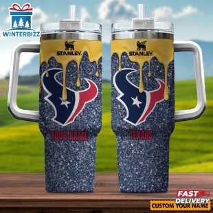 Custom Name NFL Houston Texans Team Stainless Steel Tumbler 40Oz With Handle