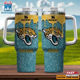 Custom Name NFL Jacksonville Jaguars Team Stainless Steel Tumbler 40Oz With Handle