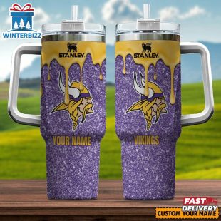 Custom Name NFL Minnesota Vikings Team Stainless Steel Tumbler 40Oz With Handle