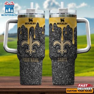 Custom Name NFL New Orleans Saints Team Stainless Steel Tumbler 40Oz With Handle