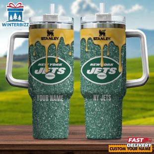Custom Name NFL New York Jets Team Stainless Steel Tumbler 40Oz With Handle