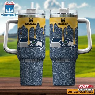Custom Name NFL Seattle Seahawks Team Stainless Steel Tumbler 40Oz With Handle