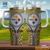Custom Name Pittsburgh Steelers Leopard Stainless Steel Tumbler 40Oz With Handle