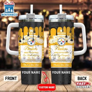 Custom Name Pittsburgh Steelers NFL Kings Of Football Stainless Steel Tumbler 40Oz With Handle