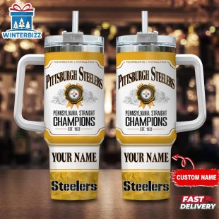 Custom Name Pittsburgh Steelers NFL Stainless Steel Tumbler 40Oz With Handle