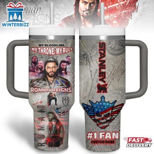 Custom Name Roman Reigns Sports Tumbler 40Oz Handle For Fans